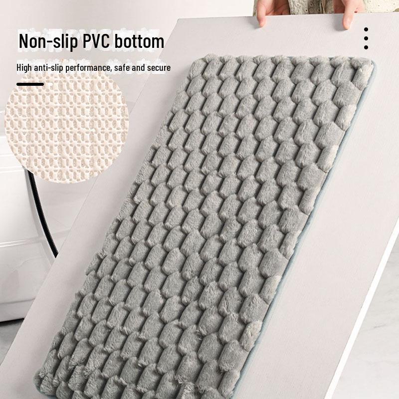 Large Flannel Anti-Slip Bathroom Mat - Absorbent Floor Mat for Shower Room or Toilet Door