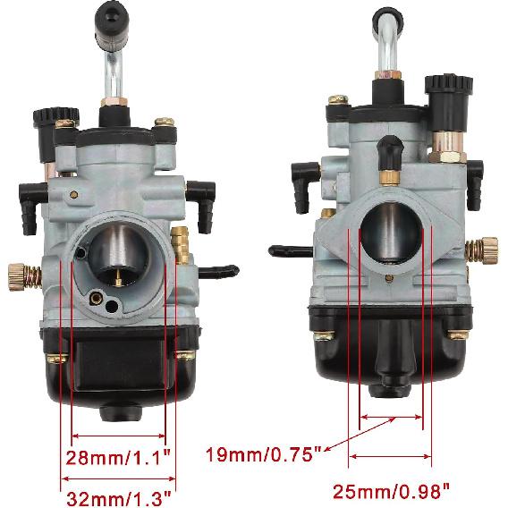 WOOSTAR PHBG 19mm BS Racing Carburetor with Fuel Line with Seals Replacement for 2 Stroke 50cc 70cc 80cc 90cc 100cc Motor Motorcycle