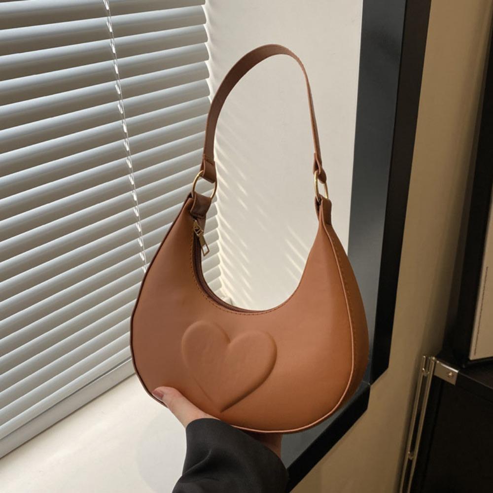 

Сумка-багет в форме сердца и полумесяца, сумка подмышку в корейском стиле, сумка-хобо, элегантная женская сумка через плечо из искусственной кожи розы красного