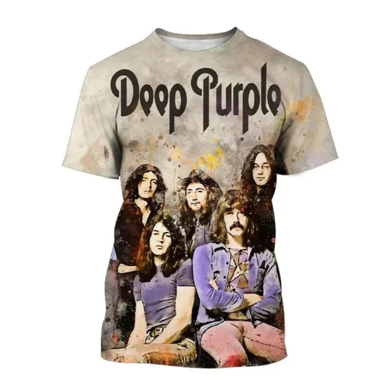 Summer Men Clothing Deep Purple Band Hard Rock Music 3D Print T-shirt Fashion Casual Oversized T Shirt Harajuku Unisex Tops Tees
