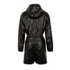Women's European Hooded Leather Jacket & Shorts Set - Long Sleeve Casual Autumn/Winter Fashion Outerwear.