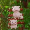 Cute Pig Statue Pendant Cartoon Miniatures Figurine Crafts Cat Climbing Vine Pendant  Outdoor