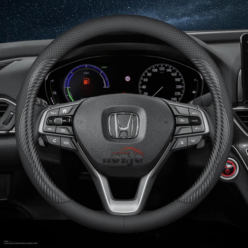 Leather Car Steering Wheel Cover for Honda CRV Ridgeline HRV Prologue URV Accord ZRV Odyssey WRV BRV Accord Pilot Fit Passport