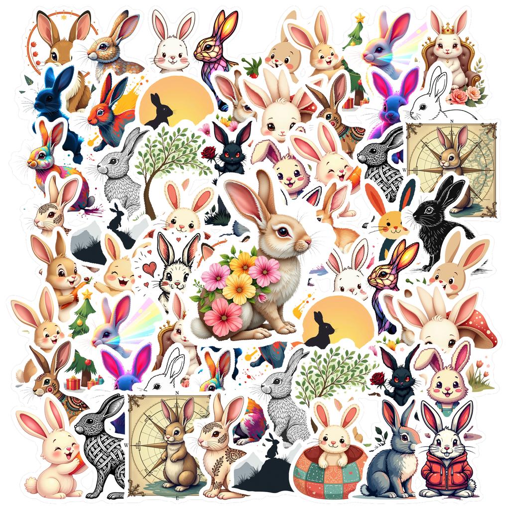 35-50pcs Cartoon Rabbit Stickers Kawaii Easter Bunny Graffiti Diy Laptop Decals Decoration Stiker Reward Stationery
