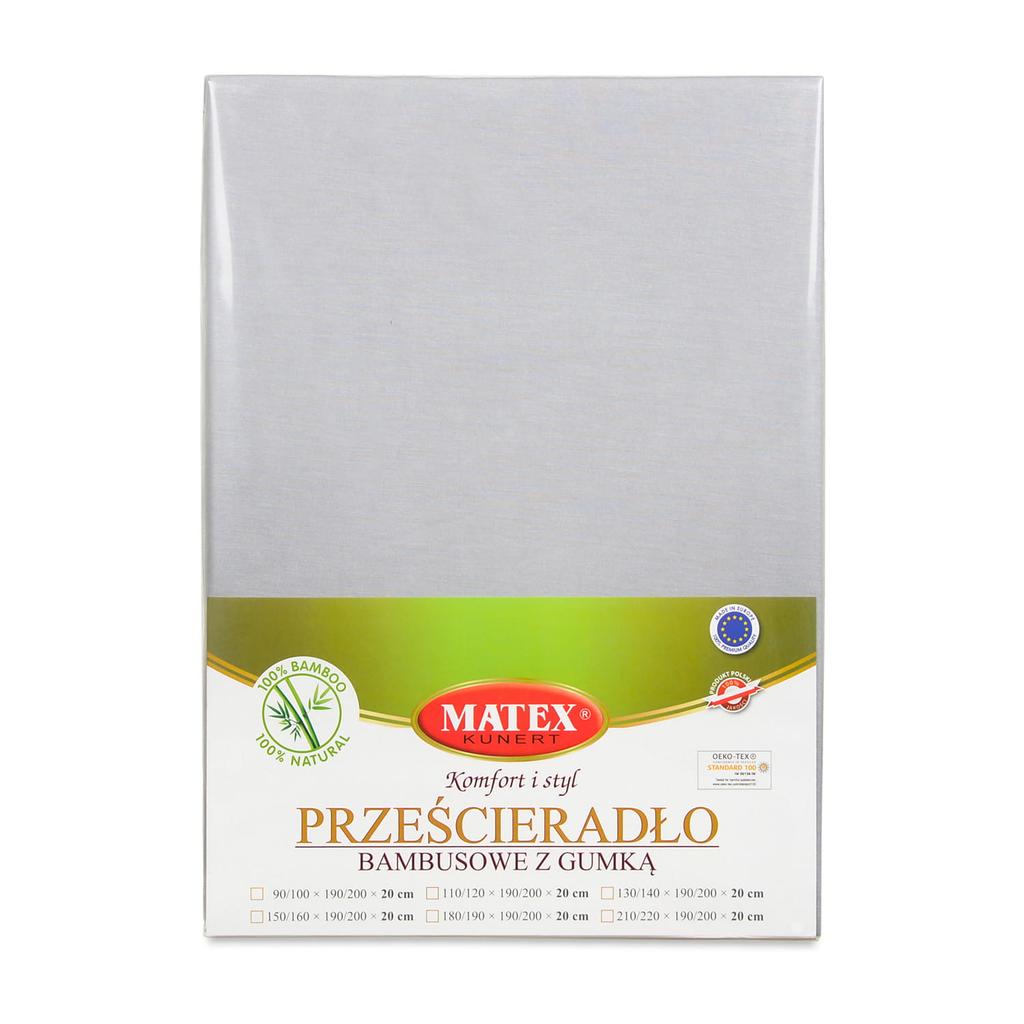 Prześcieradło bambusowe bamboo z gumką 210/220x190/200x20 szare