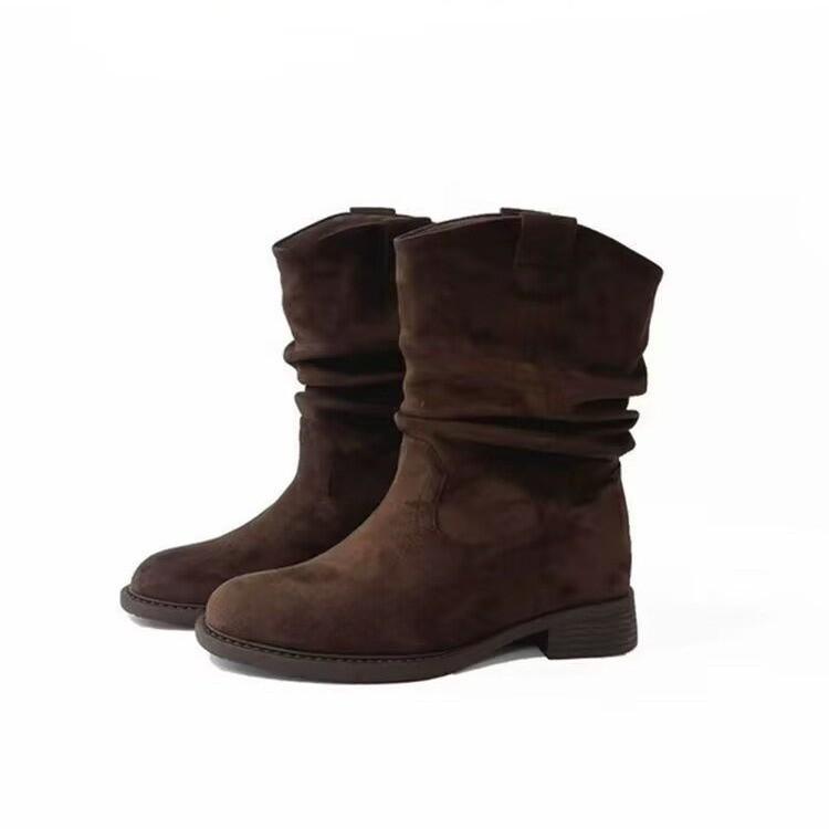 

Осень и зима Ботинки Майяр новые остроносые ботинки коричневые женские ботинки плиссированные ботинки с мехом хаки ковбойские ботинки 40 коричневый