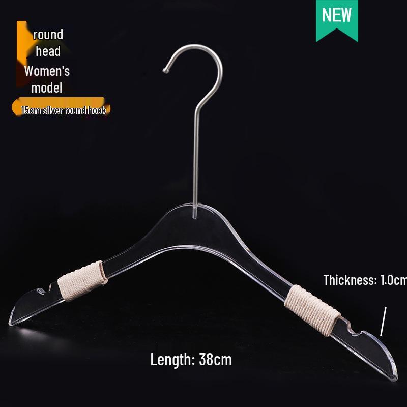 Acrylic Non-slip Clothing Hanger with Pant Clips for Men, Women, and Children - Transparent Plastic with Logo