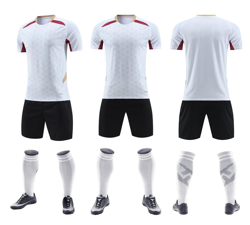 Nouveau Maillot de Football Maillot d'Entraînement Manches Courtes Séchage Rapide Vêtement de Sport Version Blanche Maillot de Football Sublimation Chaude
