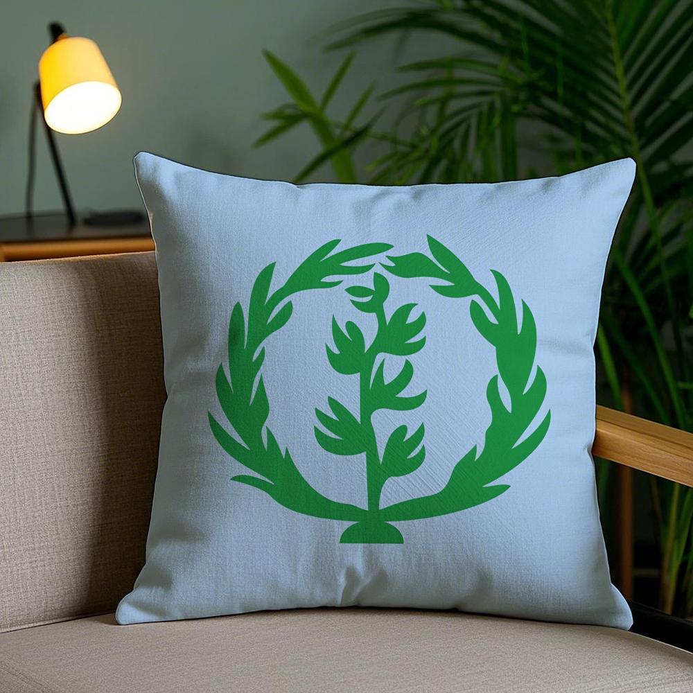 Historical Flag Of Eritrea Cushion Cover Plush Fabric Soft Double-Sided Printed Invisible Zipper Sofa Pillow Case Home Decor
