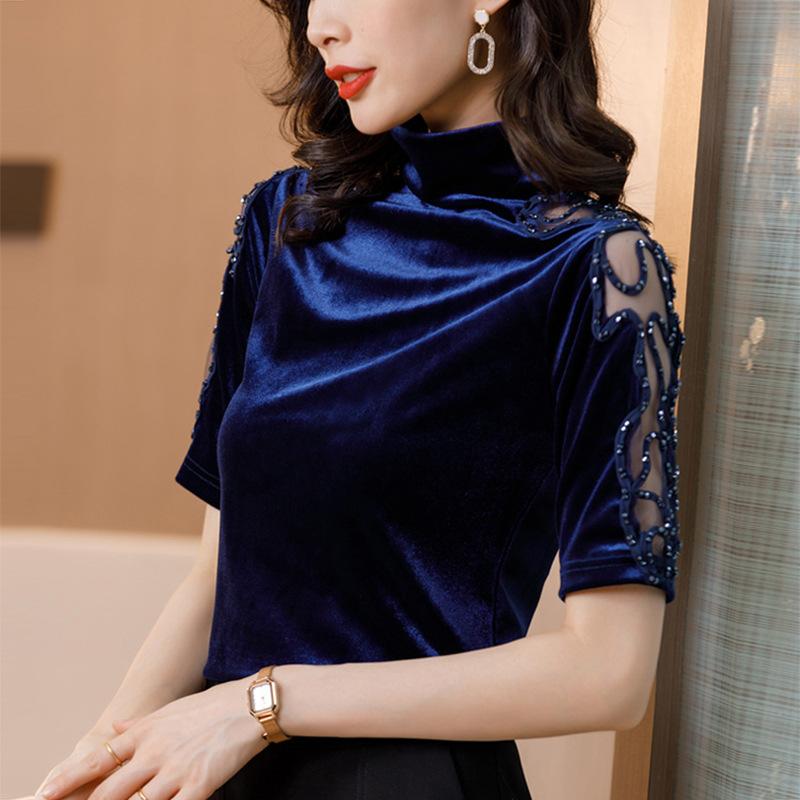 

Водолазка, нижняя часть рубашки, весна, осень и зима, новая женская одежда, весенняя футболка со средним рукавом, топ с коротким рукавом в иностранном стиле XL синий