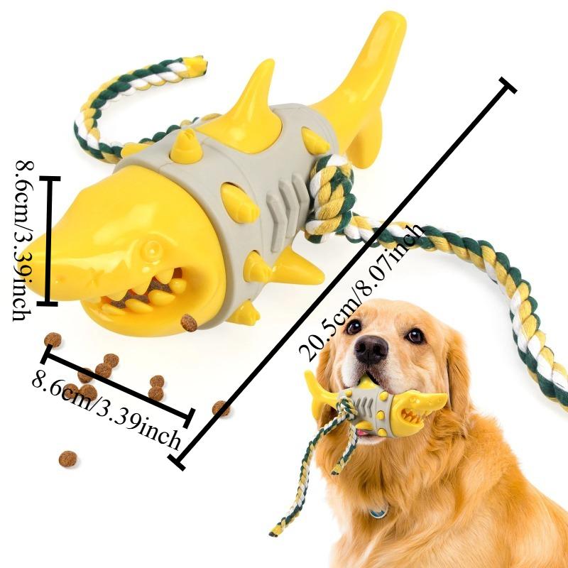 

1pcs Dog Chewing Toys Shark Shaped with Rope Teeth Grinding Cleaning Teeth Interactive Training and Bite-resistance Pet Supplie жовтий