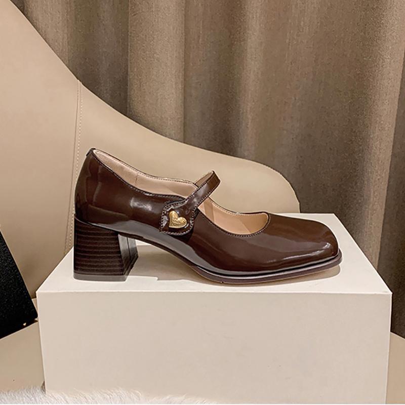 

Тенденция 2024 года, новая обувь Мэри Джейн, женская обувь, женские туфли на толстом каблуке с пряжкой, туфли Лолиты, школьная форма, кожаные туфли для студенток для девочек Size 35(foot 22.5cm) коричневый