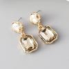Contemporary Square Shape Earrings Crystals Accent Metal Everyday Elegant for Parties and Professional Settings