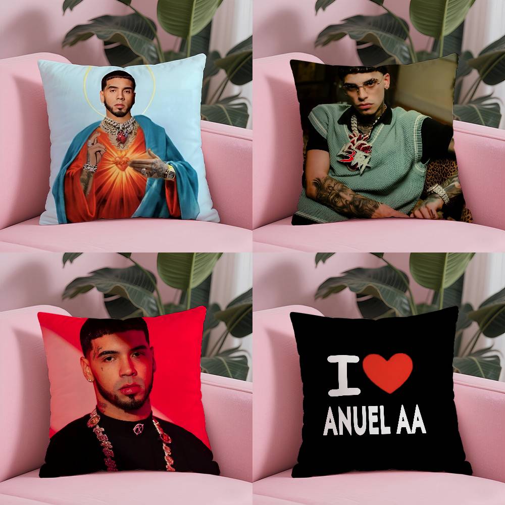 Rapper A-Anuel Aa Pillow Case Anti-Dustmite Pillowcase Invisible Zipper Silky Short Plush Sofa Cushion Cover