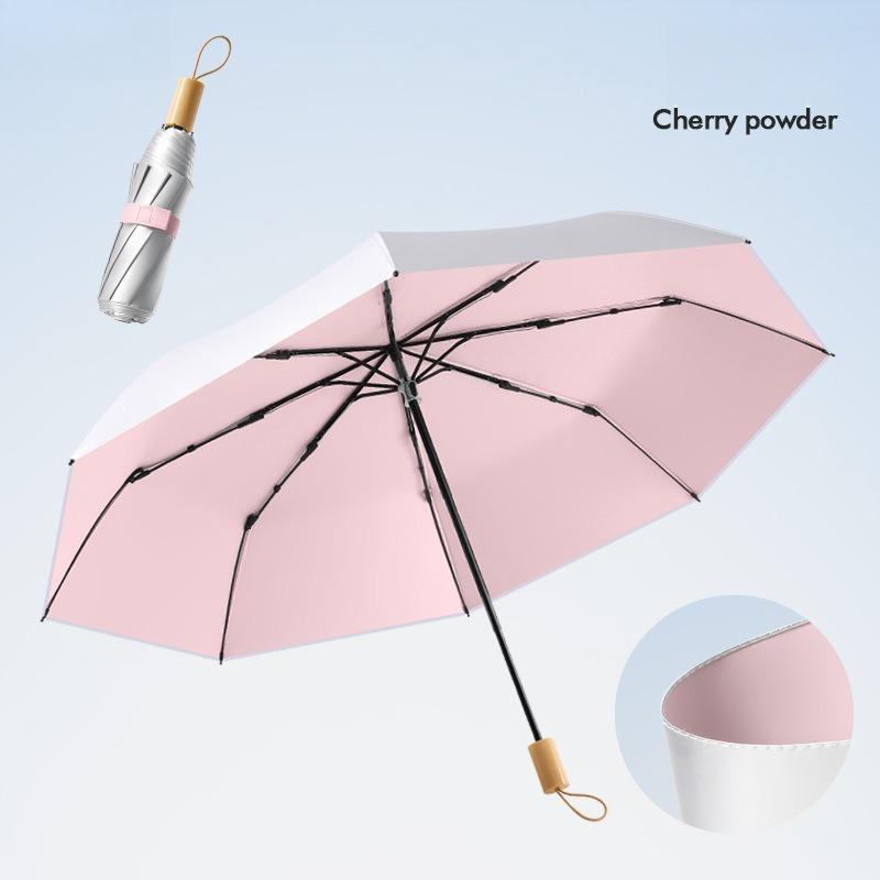 Premium Titanium Coated Manual Open Umbrella  UPF50+ Sun Rain Protection Double Layer Compact Folding Umbrella for Adults