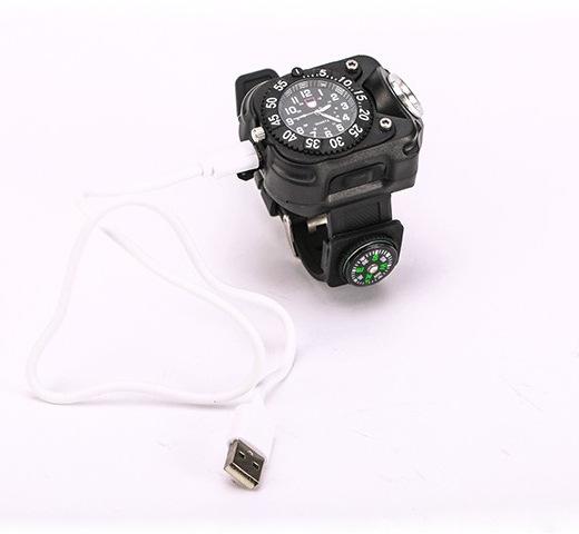 Outdoor Tactical Wrist Light Watch LED Strong Light Flashlight Rechargeable Long-range Multifunctional Waterproof Portable Light