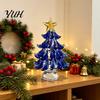 Elegant Holiday Home Decor Decorative Glass Christmas Tree with Star Topper, Mini Shiny Ornaments for Office Figurine, Creative Tabletop Ornament,