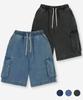 AGOD [2Pack] Bermuda Wide Single-Pleat Cargo Denim Shorts - 3 Colors