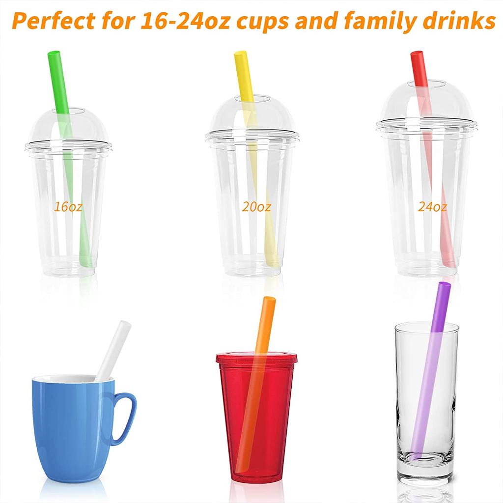 100er-Pack Einweg-Jumbo-Strohhalme zum Trinken von Smoothies & Bubble Boba Tea, Einzeln verpackte große breite Strohhalme für Milchshakes