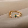 Simple And Luxurious Moon Opening Ring, Octagonal Star Shaped Women'S Ring, Personalized Star And Moon Ring, Fashionable And Elegant Accessory.