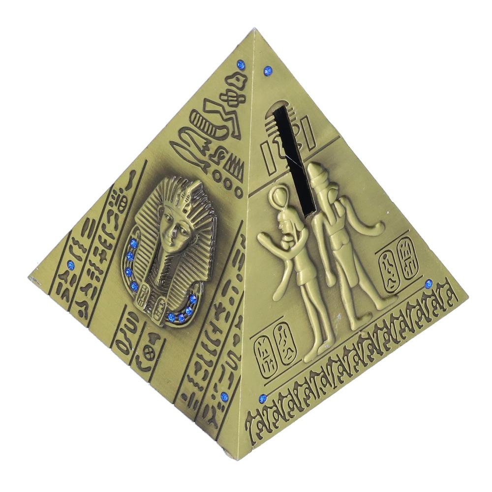 1pcs Hand Finished Pyramid Statue Metal Material Pyramid Ornament Desktop Decor