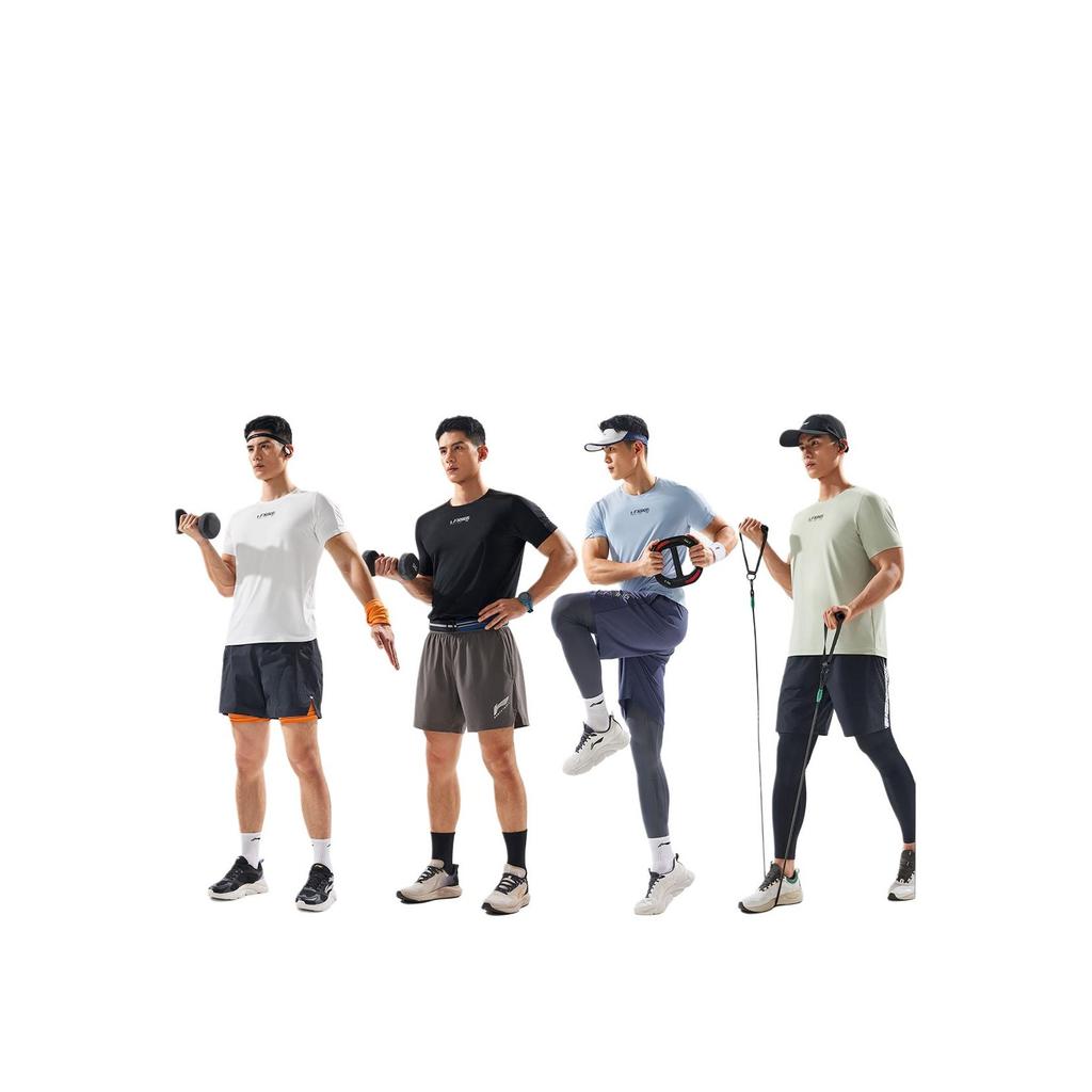 Li-Ning Comfortable Breathable Versatile Letter Round Neck Short Sleeve T-Shirt Men Tops Standard-White ATSV389-9