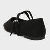 Fashion Black Cross Tied Satin Ballet Flats Women Fashion Square Toe Shallow Buckle Mary Jane Shoes Elegant Comfort Brand Designer Shoes