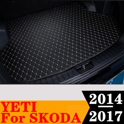 Sinjayer Car AUTO Trunk Mat ALL Weather Tail Boot Luggage Pad Carpet Flat Side Cargo Liner Cover For SKODA YETI 2014