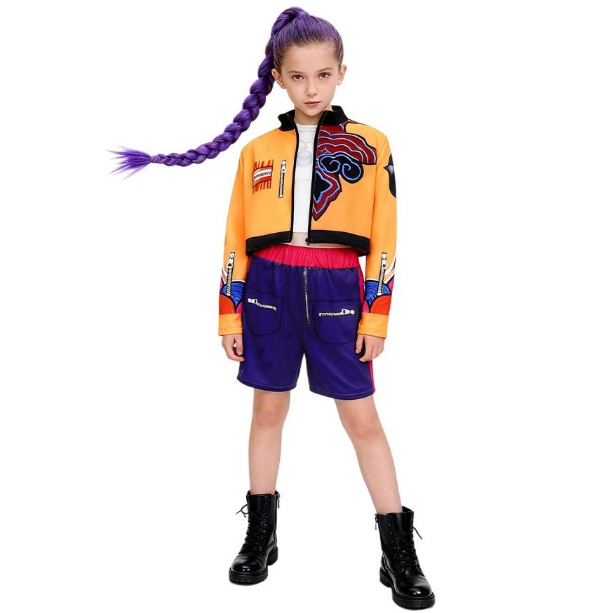 Pop Sängerin Superstar Rumi Gelbes Kostüm für Kinder Mädchen Halloween Verkleidung Kinder Schule Karnevalsparty Bühnenauftritt Rollenspiel Outfit