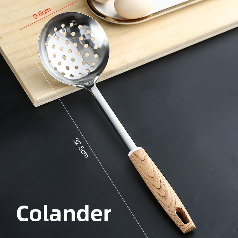 Stainless Steel Cooking Spatula Set With Wooden Handles For Home Kitchen