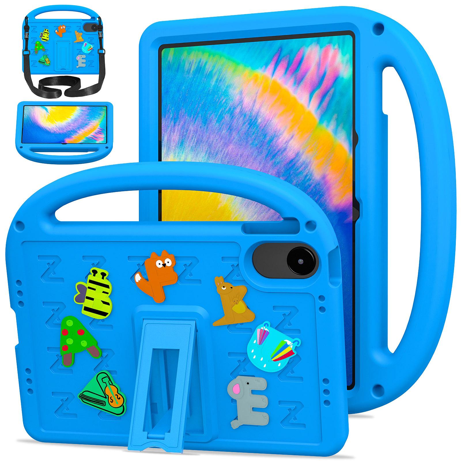 

For Xiaomi Redmi Pad 2 Kickstand Case EVA+PC Tablet Protection Cover with Shoulder Strap Blue