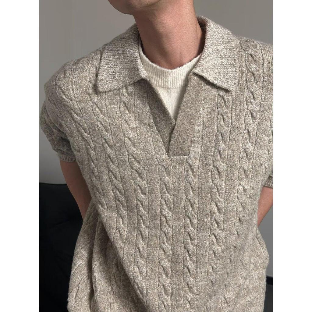 Herren Maillard-Farbe Zweiteiliger Strickpullover - High-End Herbst/Winter Revers-Pullover