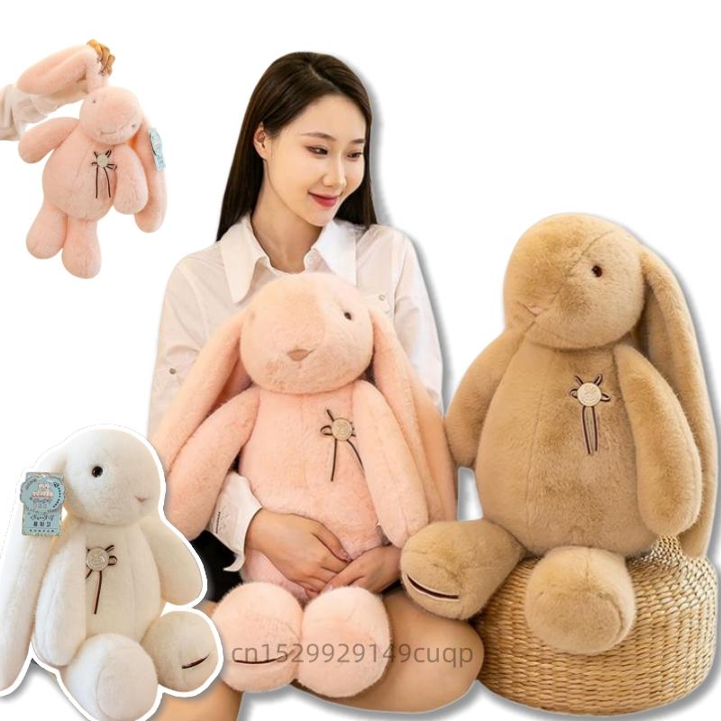 30-65cm Cartoon High Quality Rabbit Animal Stuffed Pink Brown White Long Ears Rabbit Plush Doll Soothing Animal Gift For Girls