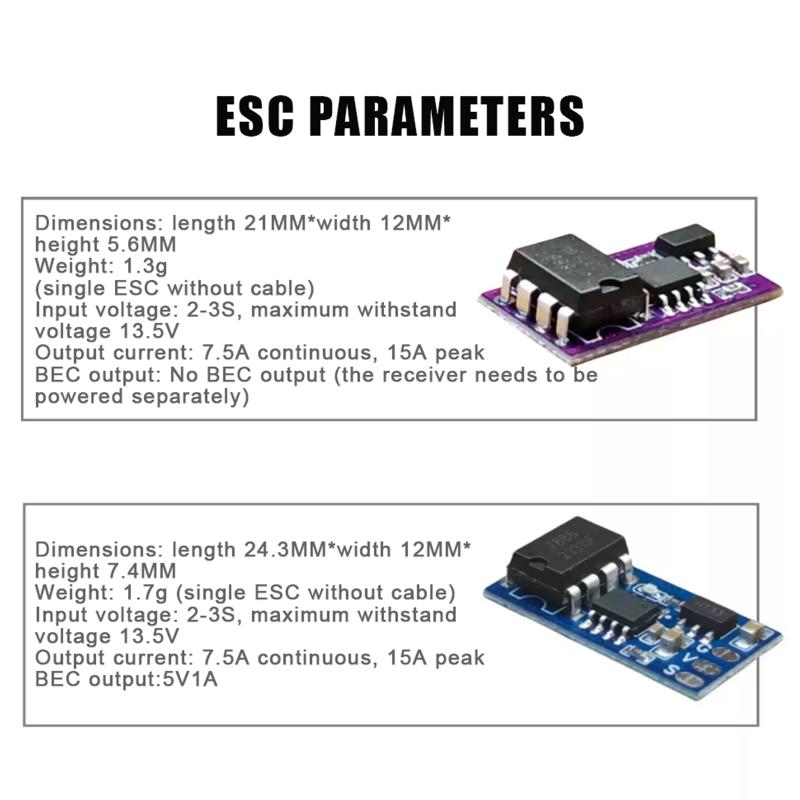 2-3S 7.5A Brushed ESC Waterproof Electronic Speed Controller Single Dual Way Module for RC Offroad Car Boat Model
