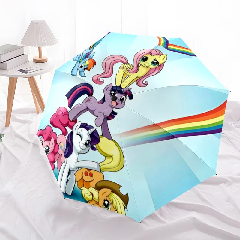 Little Pony Fashionable Automatic Opening/Closing Folding Umbrella. Portable and Foldable, Ideal for Gift, Travel, and Daily Use.