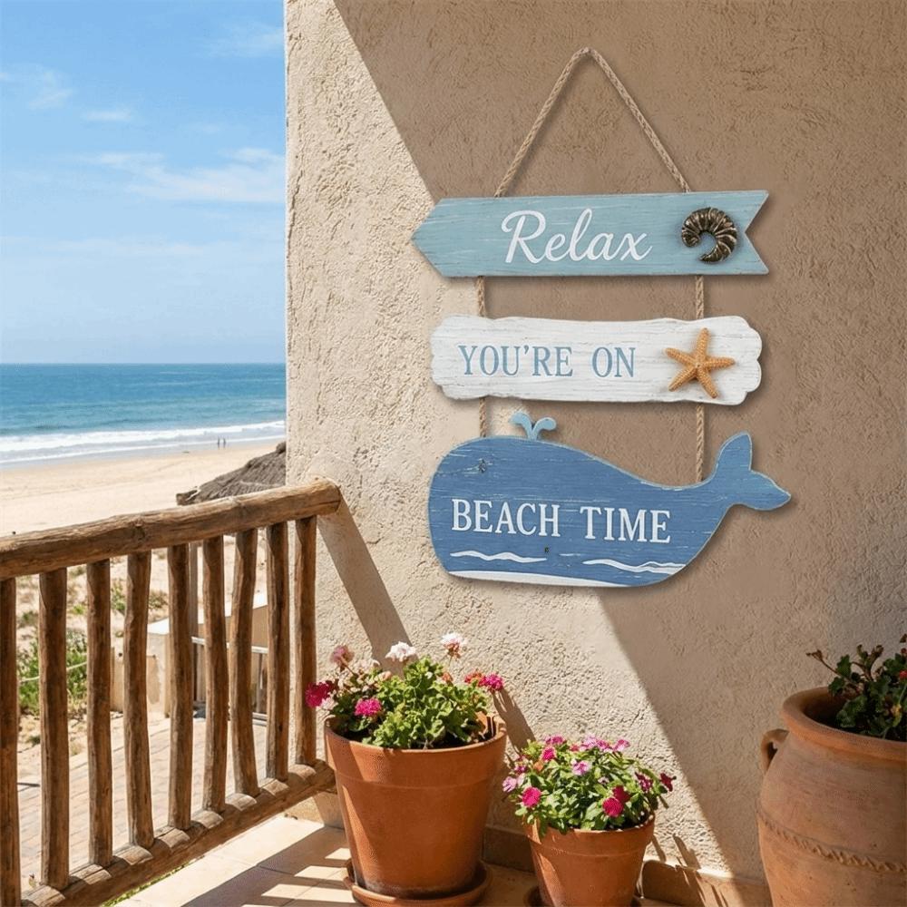 Flip Flop Shape Wooden Wall Hanging Ocean Theme Wall Hanging Pendant Living Room