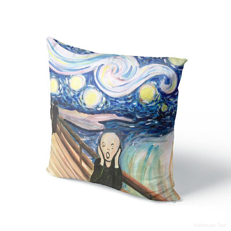45x45cm Van Gogh Oil Painting Pillowcase Sofa Cushion Cover Sunflower Night Pillow Cover Sofa Pillow Cover Home Decoration