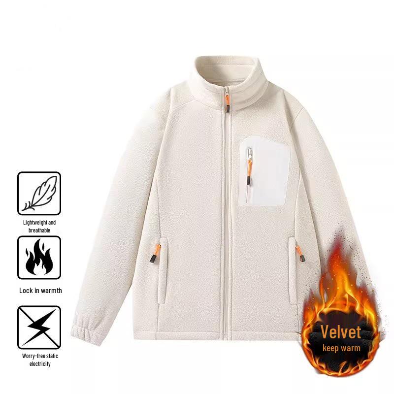 2025 Men's Windproof Fleece Jacket, Thickened Stand Collar, Warm Lining, Customizable and Available for Group Purchase