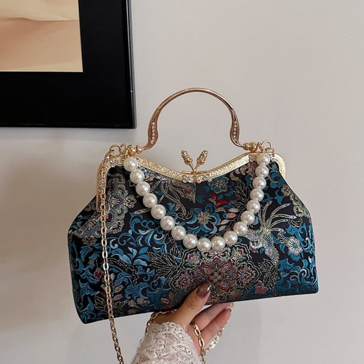 National Style Embroidered Brocade Mouth Gold Bag Women's Banquet Handbag