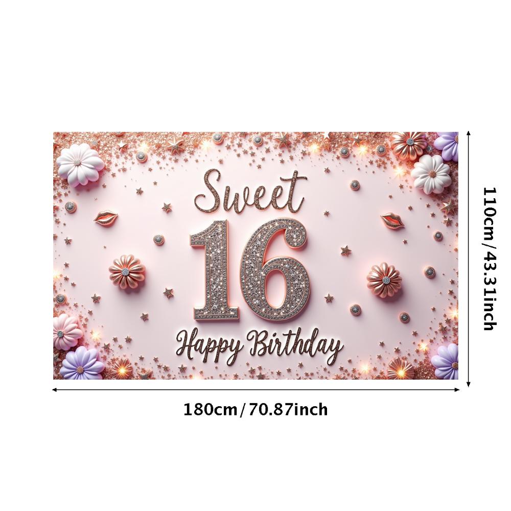 Shimmering Texture Birthday Party Banner Birthday Decoration Sweet 16 Banner for Special Occasion Festive Decoration