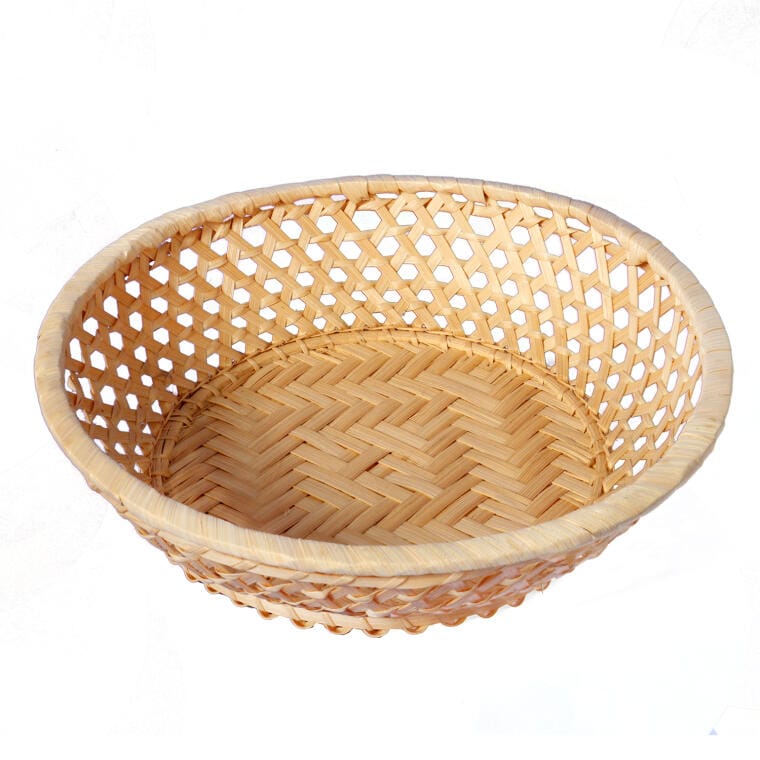 Bamboo bread basket, round, 20cm, beige
