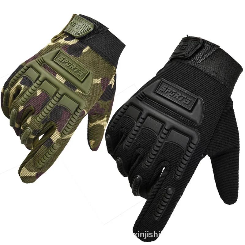 1 Pair Full Finger Tactical Gloves Kids Anti-slip Hard Protect Gear Riding Gloves Camouflage Combat Glove Garden Gloves