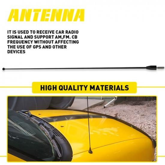 

12 inch Black Metal Antenna Mast Power Radio AM/FM Universal For Car Stainless B