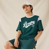 Li-Ning American Vintage Letter Print Color Block Loose Round Neck Short Sleeve Drop Shoulder T-Shirt Unisex T-Shirt Dark-Green AHST855-6