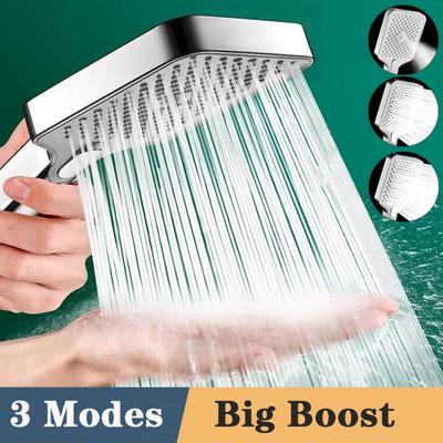 13 CM Büyük Panel Yüksek Akışlı Duş Başlığı Gümüş 3 Mod Yüksek Basınçlı Sprey Nozulu Masaj Yağmurlama Duşu Banyo Aksesuarları
