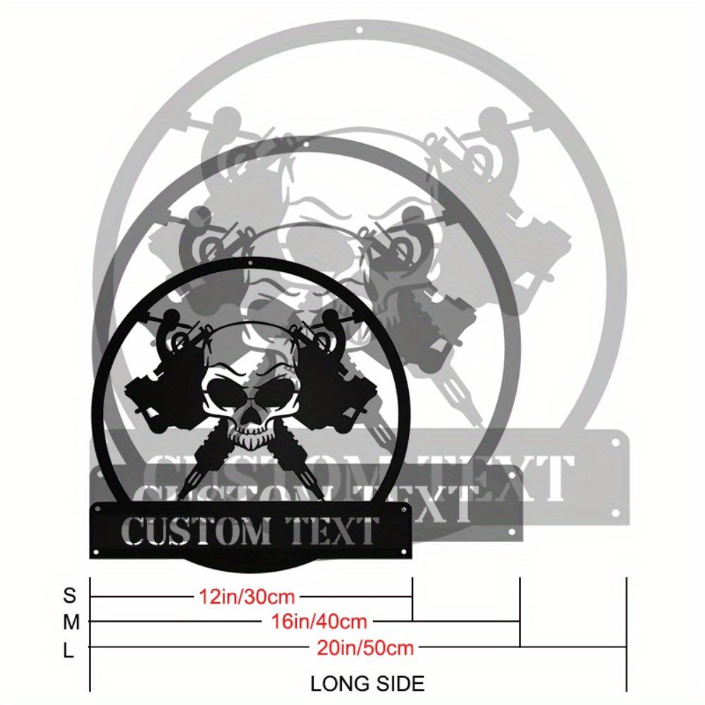 1pc Skull Tattoo Machine Metal Wall Decor Custom Sign for Tattoo Shop Artist Gift 30cm