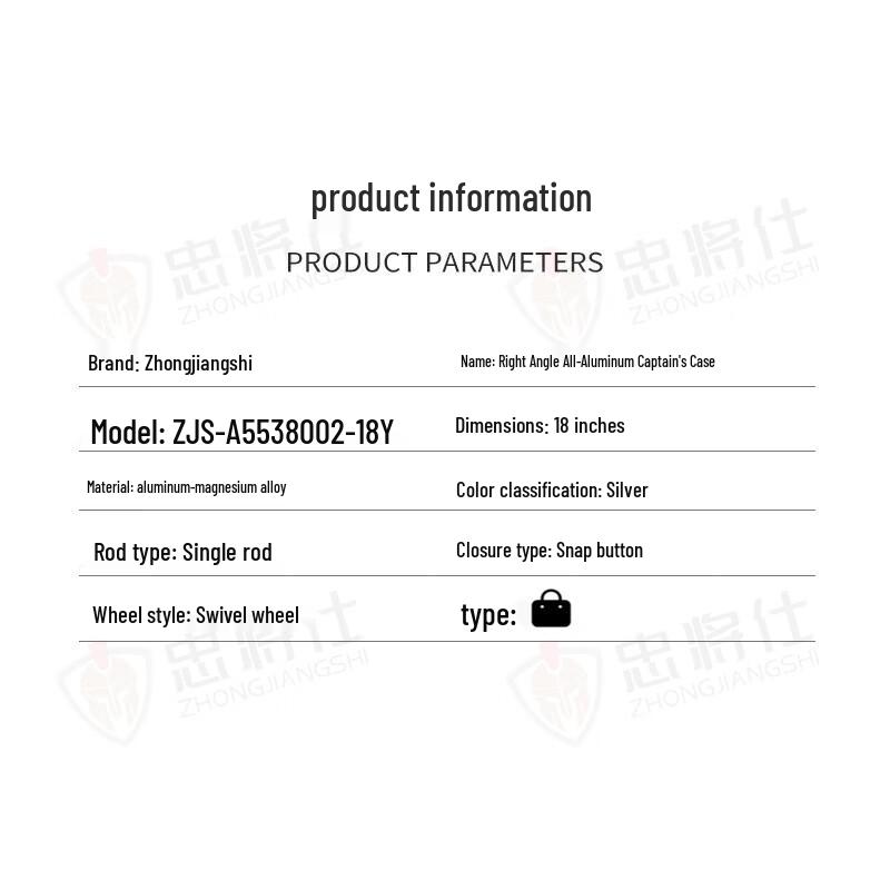 Zhongjiangshi Helt i Aluminium Pilot Handbagage