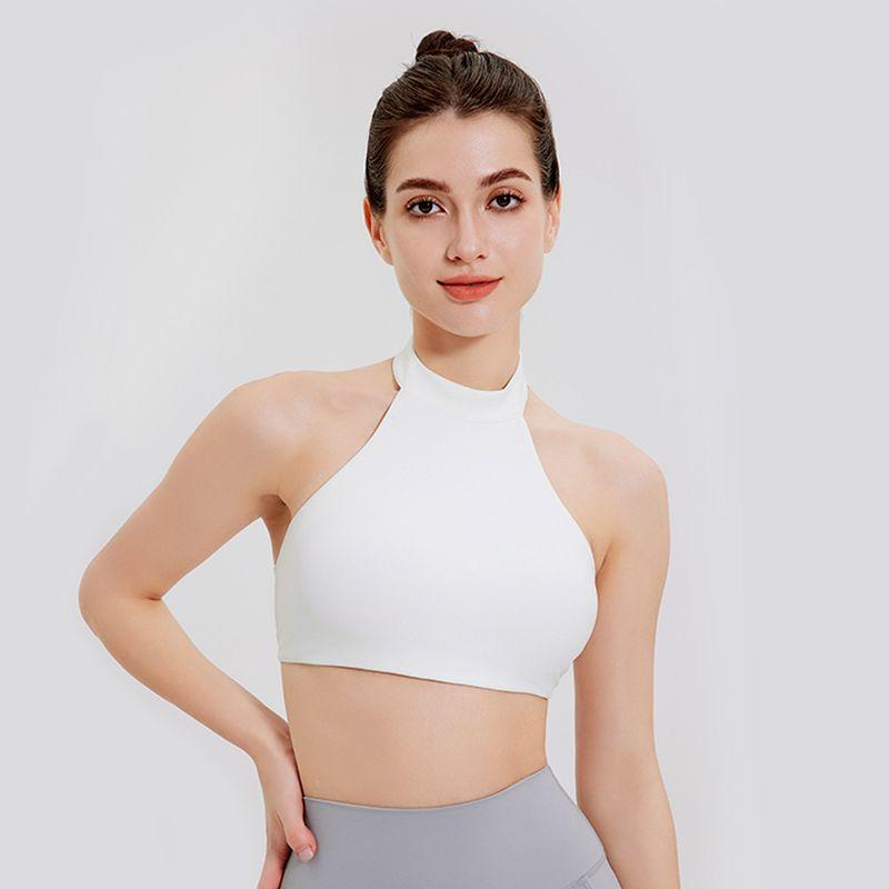 

Sports Intimates Women s Halterneck Yoga Vest Back-Shaping Running Training Workout Bra Quick-Drying Back-Shaping Outwear Bubble Wrap L White