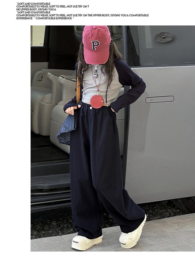 Girls' 2025 Autumn Casual Scimitar Pants: Versatile Korean Style for Big and Middle Kids