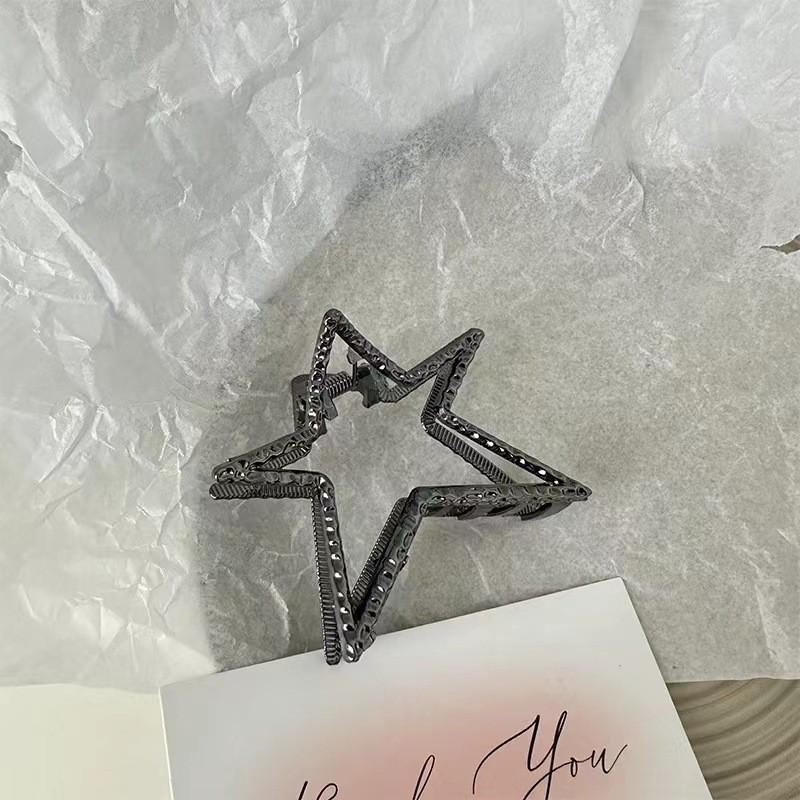 Silver Textured Metal Shark Hair Claw - Women's Stylish Updo Clip Accessory